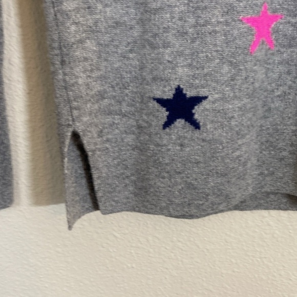 Halogen 100% Cashmere Star print sweater heather grey with bright stars size XS - Picture 5 of 7